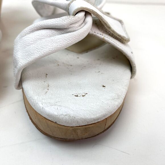White Leather Chocolat Wood Soles Sandals Size 8 Hook n Loop Straps Boho Y2K - Picture 6 of 11